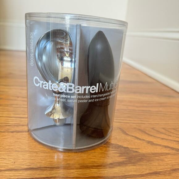 NWT Crate and Barrel Multi Gadget Ice Cream Scoop Pizza Wheel Peeler Handle - Picture 2 of 10